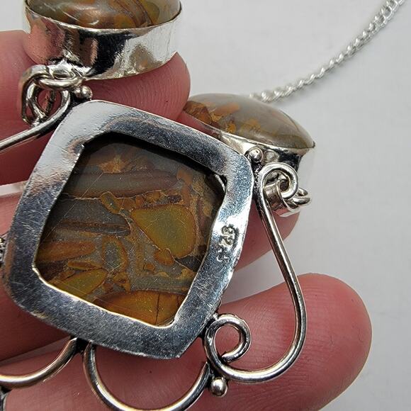 Sterling Silver Jasper Necklace - 22" Chain - Picture 8 of 8